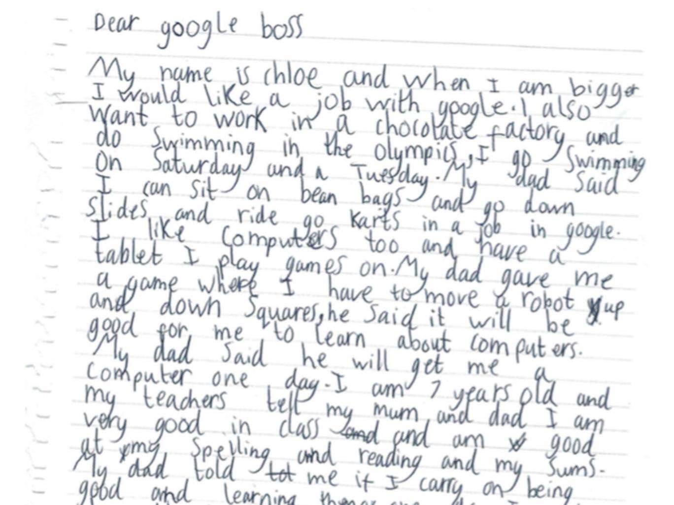 Shtatë vjeçarja kërkon punë në Google, kompania ia kthen përgjigjen