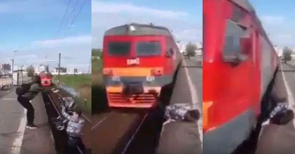 Sa nuk humbi jetën ndërsa shpëtonte foshnjën që rrezikohej nga treni (VIDEO)