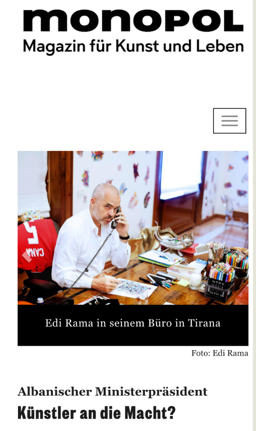 Revista e famshme për Edi Ramën: Artist në pushtet?