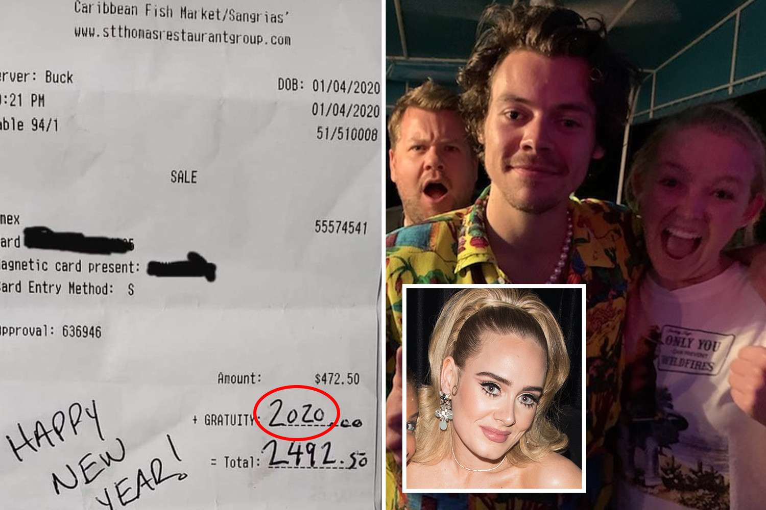 Adele dhe Harry Styles kanë lënë bakshish rreth dymijë dollarë  në një lokal