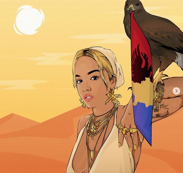 Rita Ora publikon ilustrime me motive kombëtare
