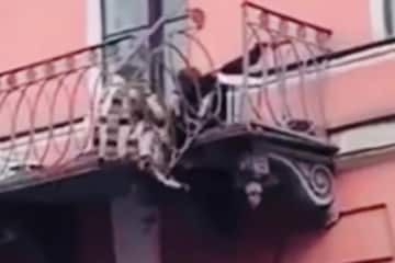 Çifti bie nga ballkoni derisa fjalosen (VIDEO)