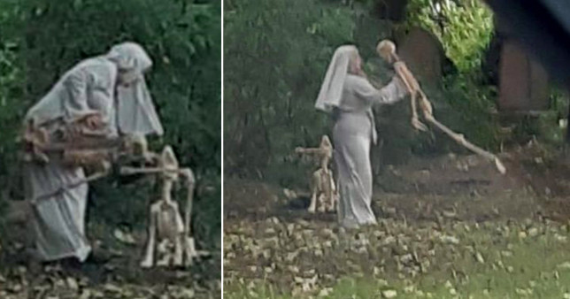 “Murgesha” kapet duke vallëzuar me skelete pranë varrezave (FOTO)