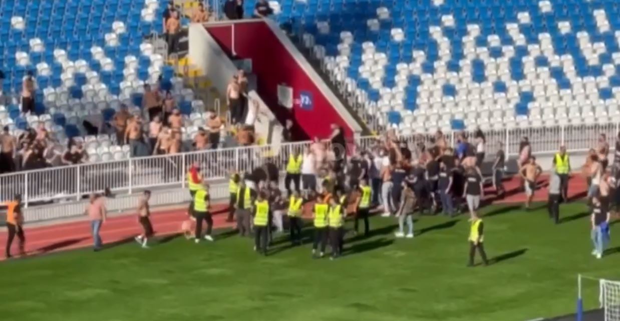 Përleshen tifozët në derbin Drita-Gjilani (VIDEO)