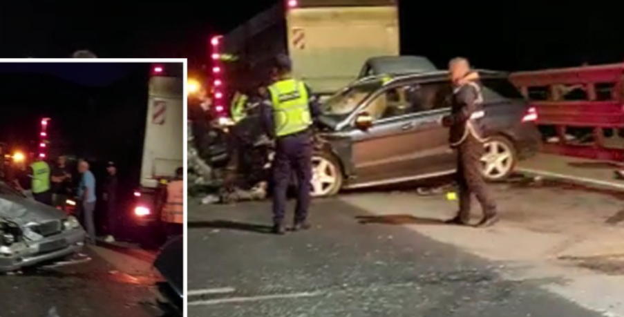 Aksident masiv në Rrugën e Kombit, përplasen disa makina (VIDEO)