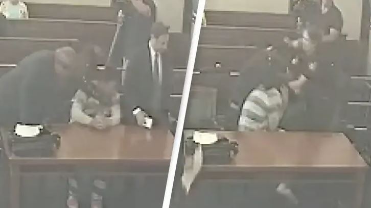 Përleshje në sallën e gjyqit, babai sulmon të akuzuarin për vrasjen e djalit trevjeçar të tij (VIDEO)