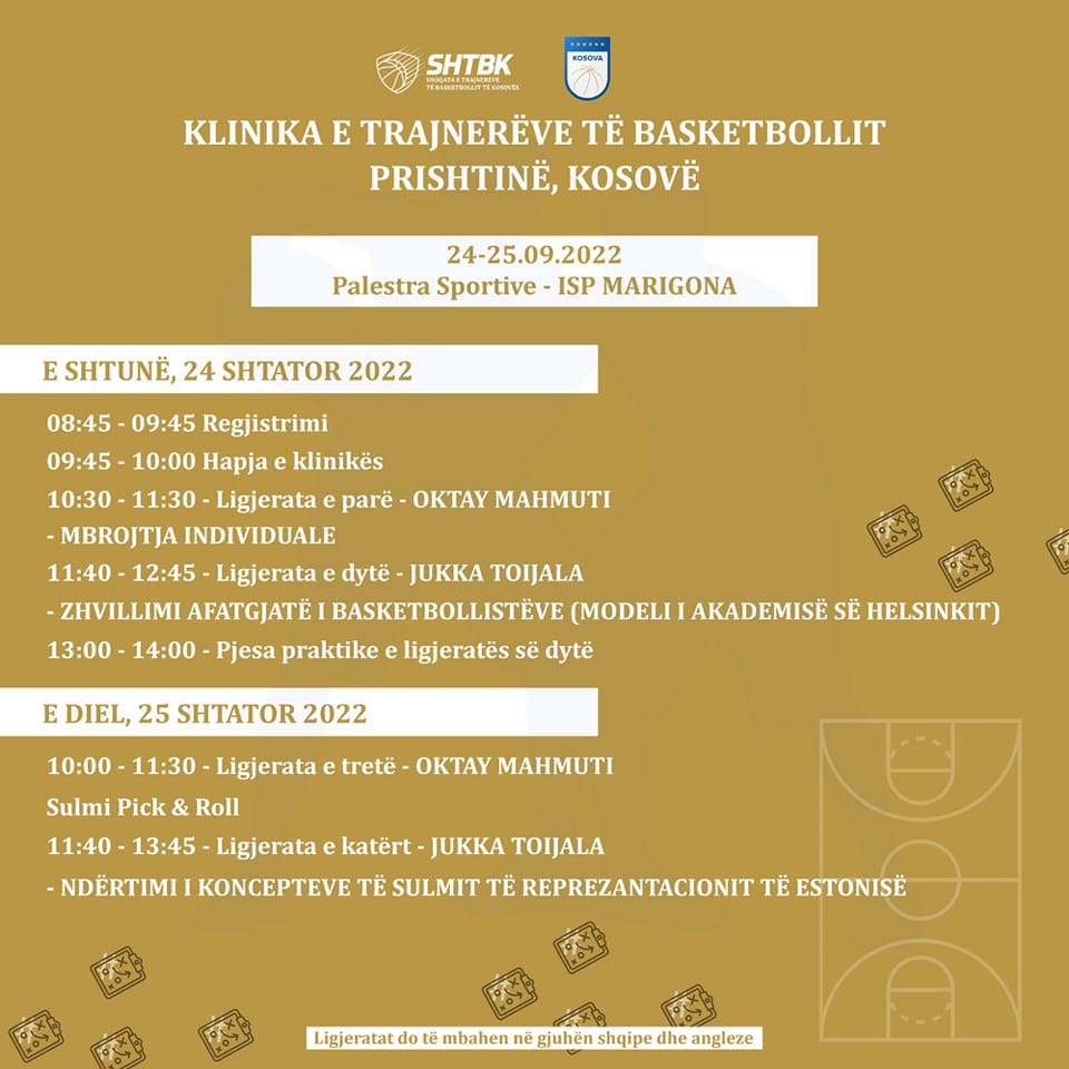Në fundjavë klinika e trajnerëve me emra të njohur të basketbollit evropian