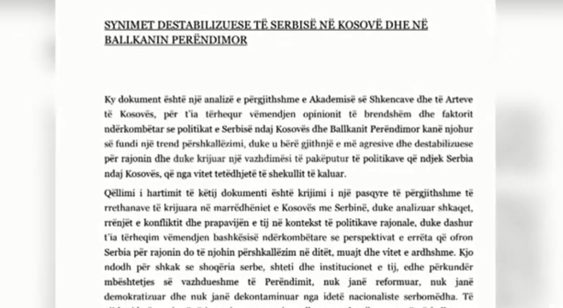 Buxhovi e quan tekst joakademik, dokumentin e Akademisë (VIDEO)