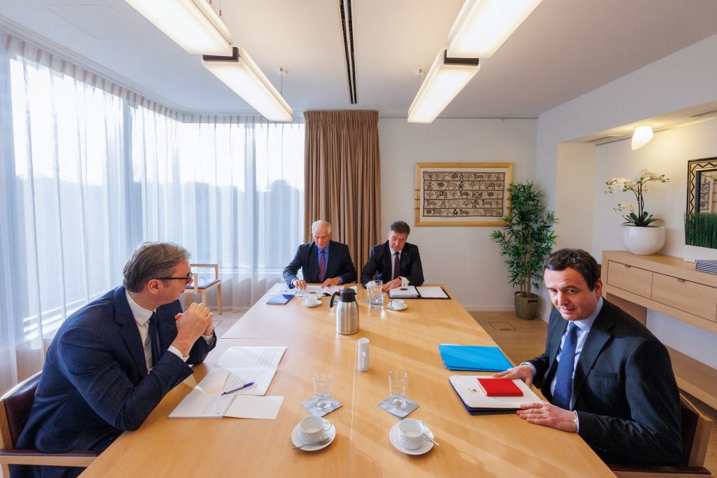Josep Borrell, Miroslav Lajçak, Aleksandar Vuçiq dhe kryeministri Albin Kurti