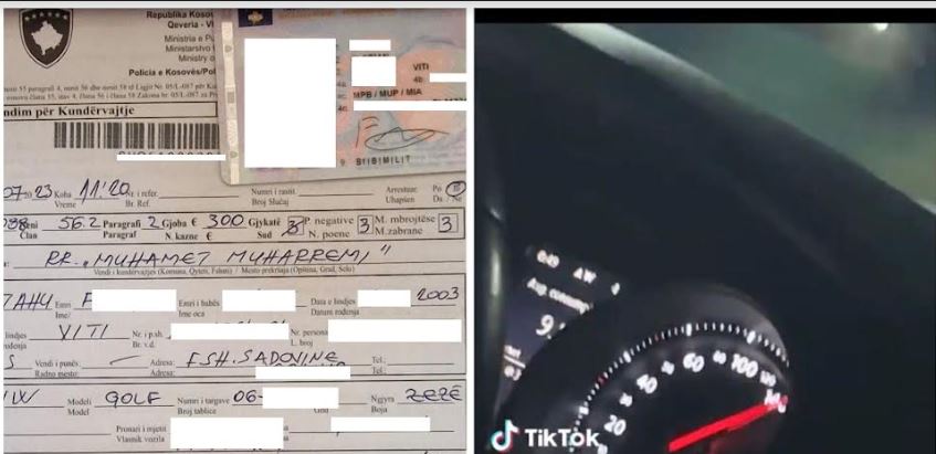 Shoferit i vendoset gjoba me 300 euro për tejkalim të shpejtësisë