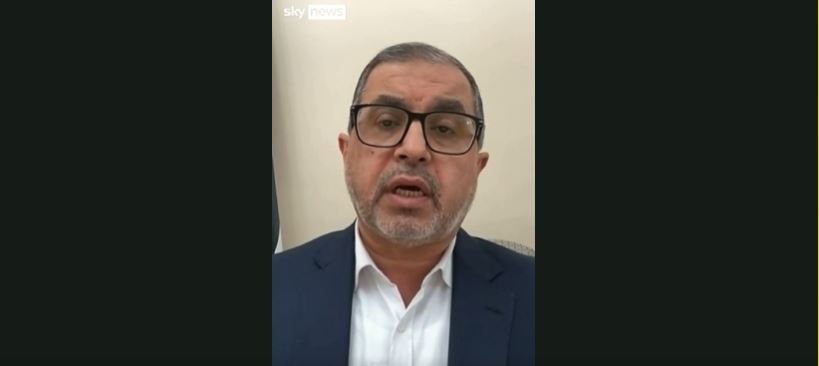 Zyrtari i Hamasit, Dr Basem Naim, duke folur për Sky News.