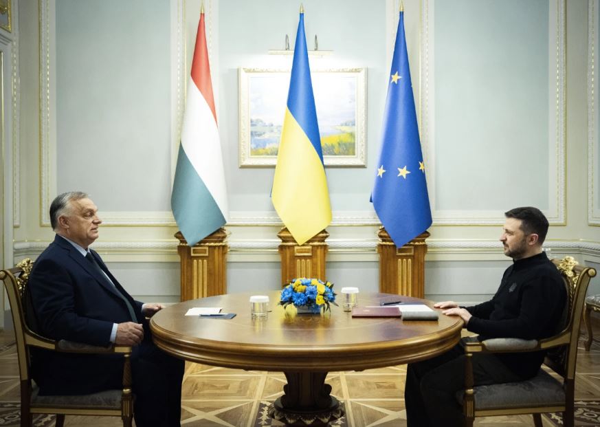 Kryeministri hungarez Viktor Orban, dhe presidenti ukrainas, mbajnë takim në Kiev, Ukrainë, 2 korrik 2024.