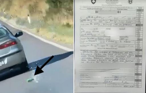 Gjobitet me 300 euro shoferi që hodhi shishe qelqi nga vetura