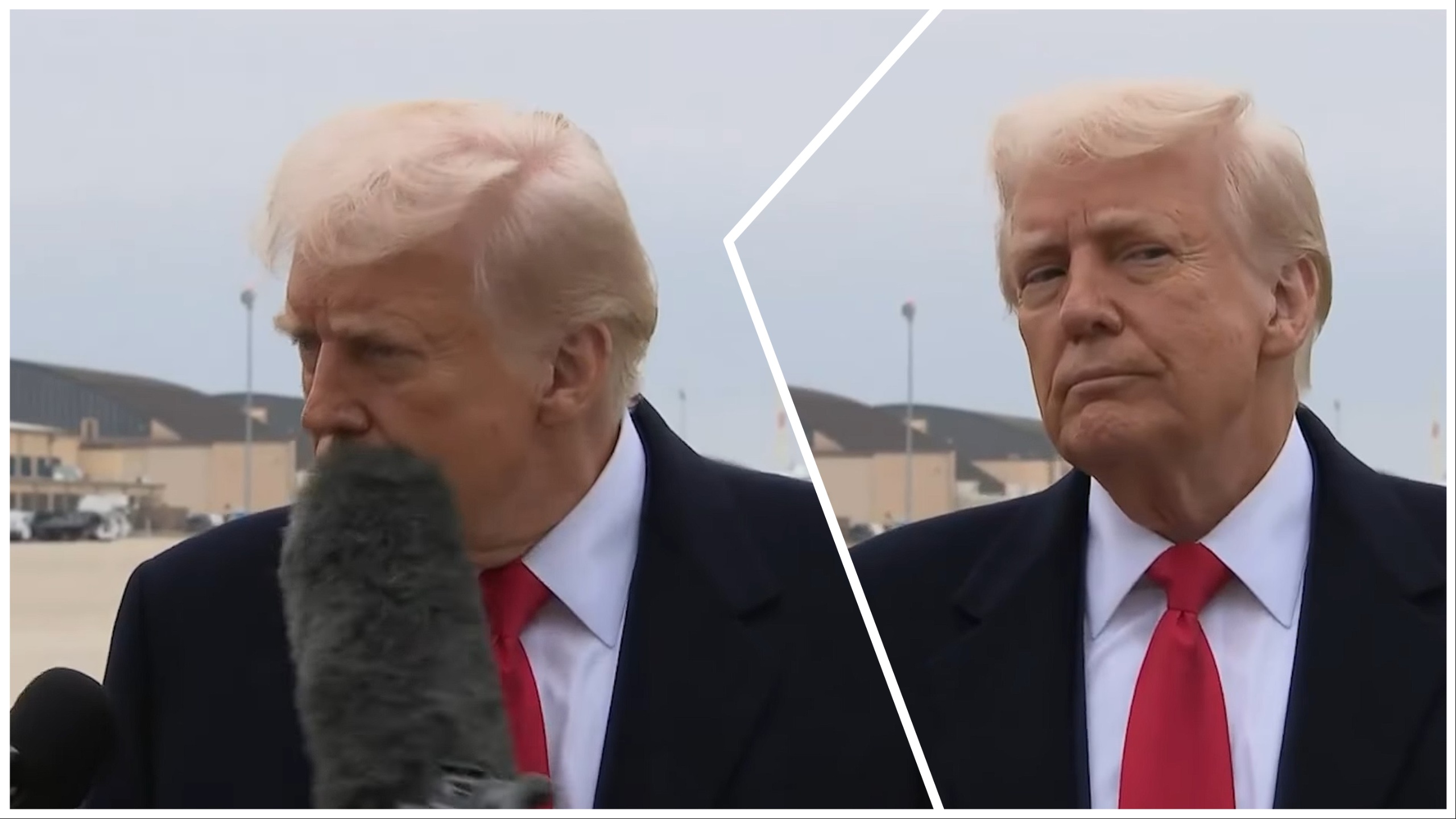 Trumpi goditet me mikrofon në fytyrë, shihni reagimin e tij (VIDEO)