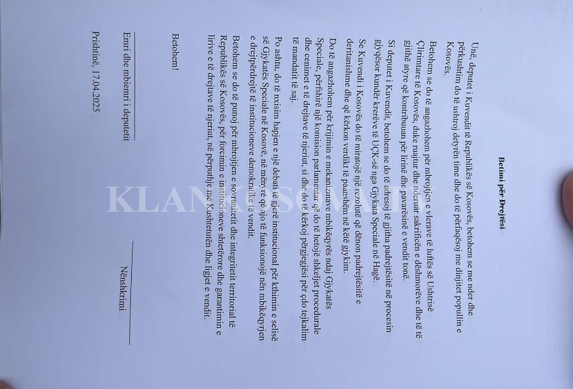 Veteranët u kërkojnë deputetëve ta nënshkruajnë betimin, si reagim për padrejtësitë e Speciales ndaj UÇK-së