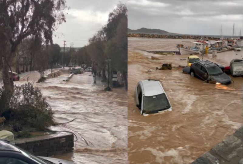 Shkollat ​​mbyllen në ishujt grekë pasi shirat e dendur përmbytën rrugët