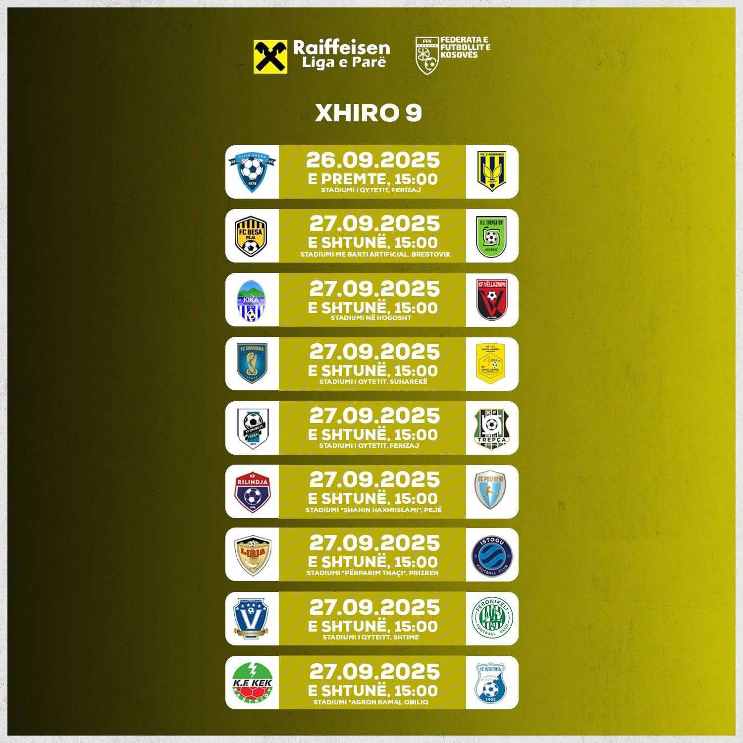 Liga e Parë vazhdon me xhiron e 9-të, Dinamo – Trepça direkt në Artmotion