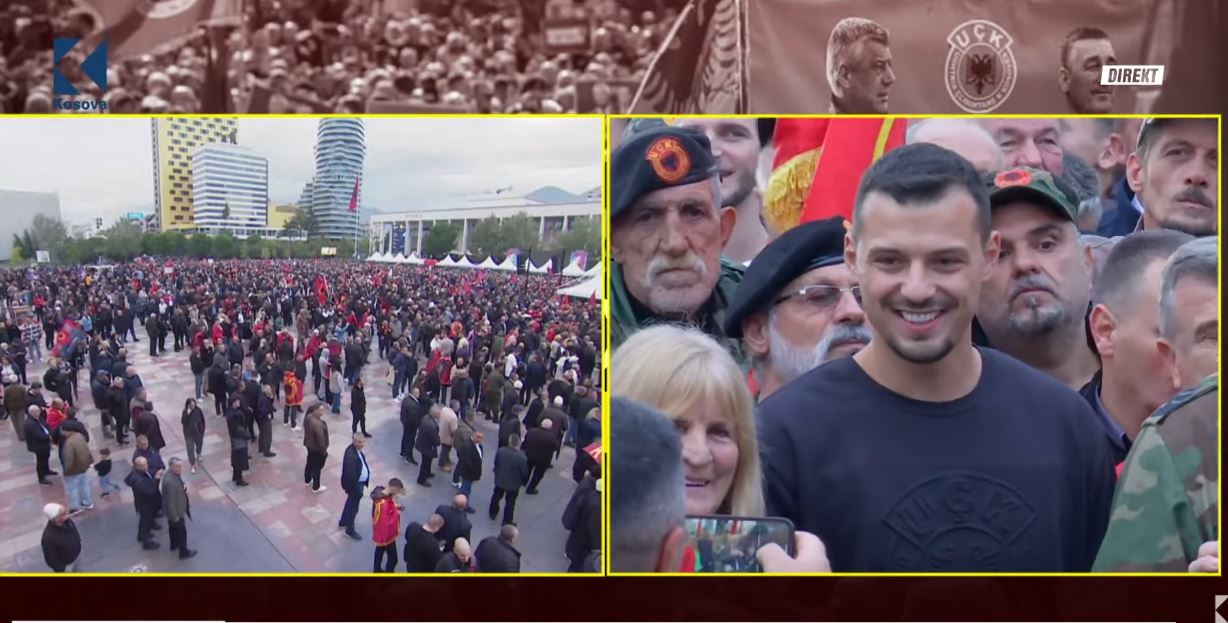 Endrit Thaçi i buzëqeshur në mes të protestës në Tiranë