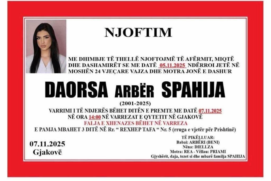 Nesër varroset kosovarja që vdiq tragjikisht në Tetovë