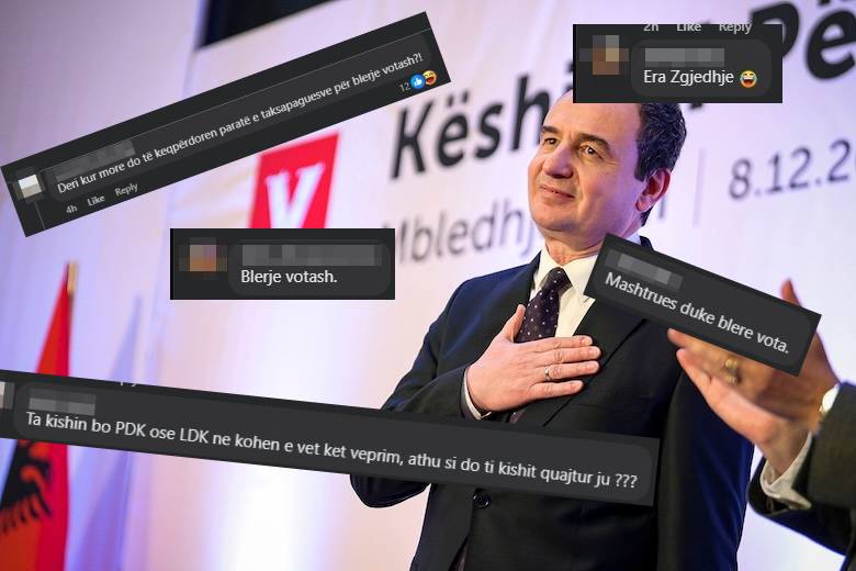  Mashtrues    vitra para zgjedhjeve   Komentuesit zbërthejnë  hilen  e Kurtit me 100 eurot  FOTO 