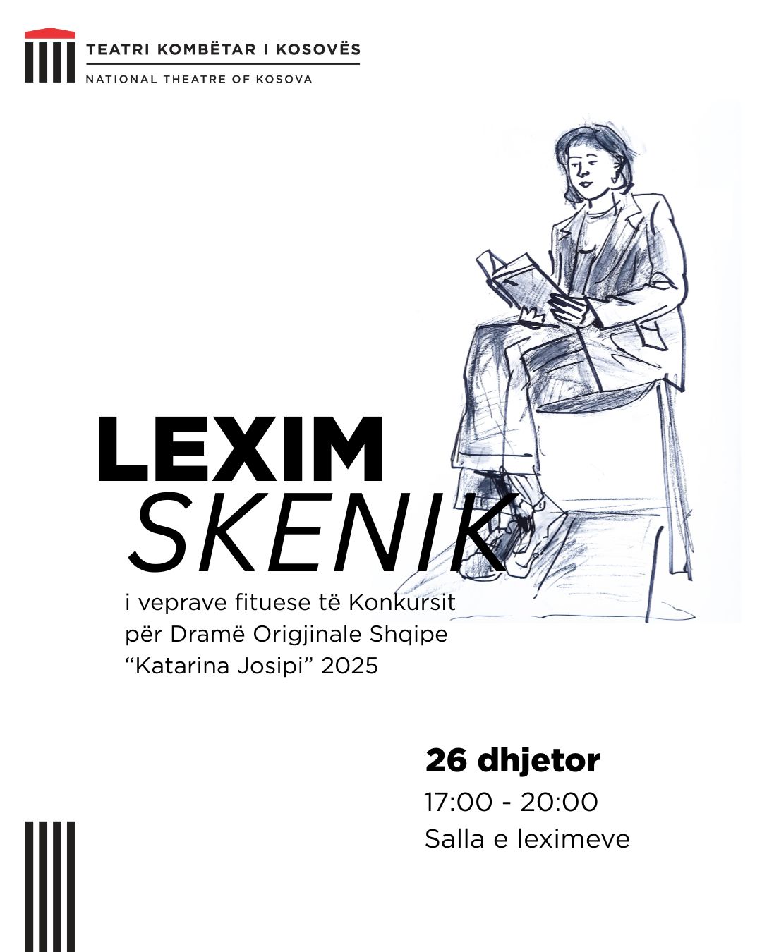 Teatri Kombëtar i Kosovës organizon lexim skenik për dramat fituese “Katarina Josipi” 2025