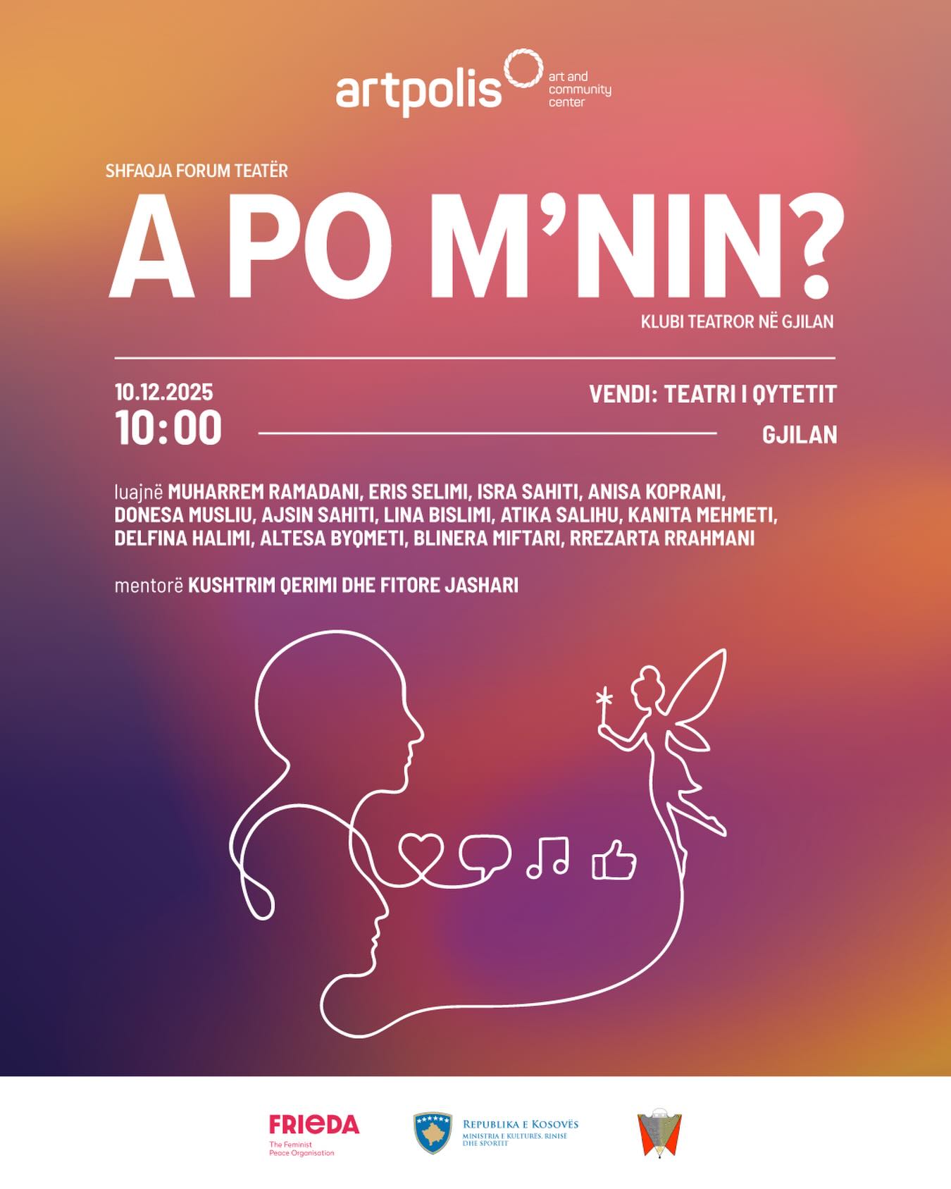 Shfaqja  A PO M NIN    premierë sonte në Gjilan