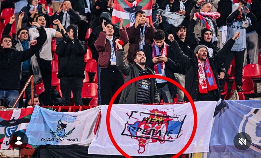 Tifozët e Celta Vigos shfaqen me transparentin fashist serb  S ka dorëzim 