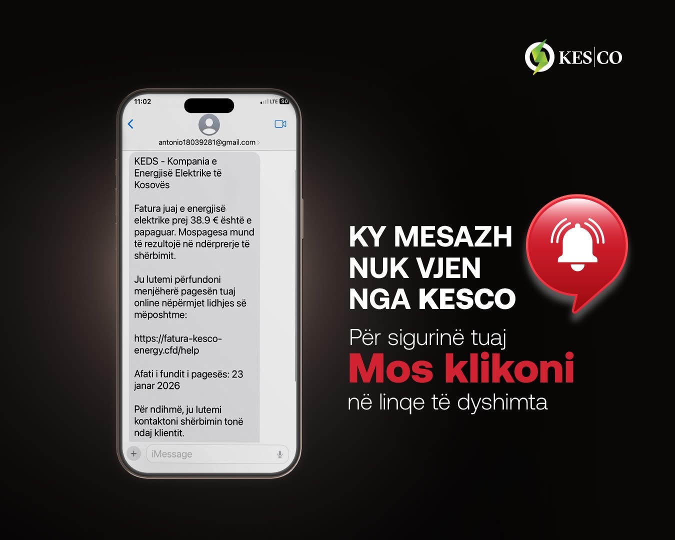 Njoftim për konsumatorët dhe mediat   Kujdes nga mesazhet mashtruese për pagesa të energjisë elektrike