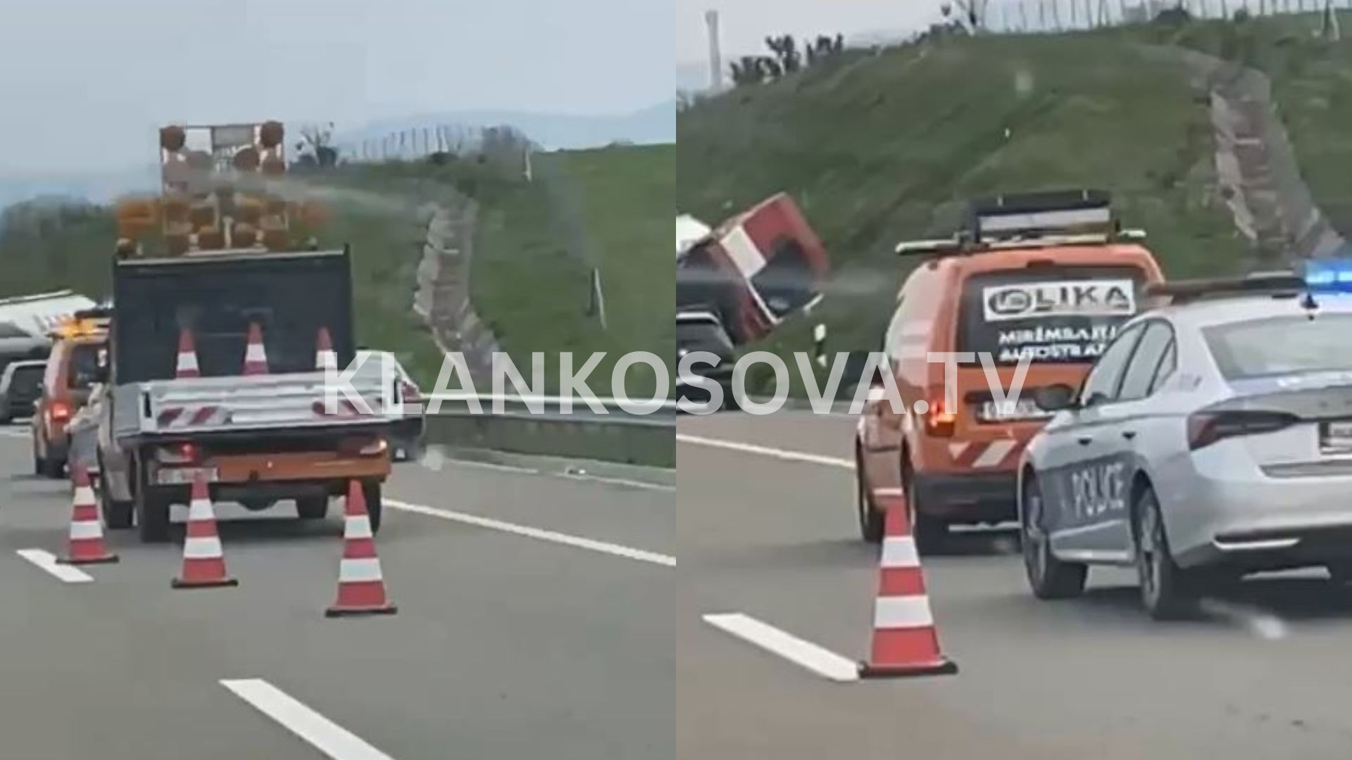 Vetaksident në autostradën "Ibrahim  Rugova": Autocisterna del nga rruga, një i lënduar