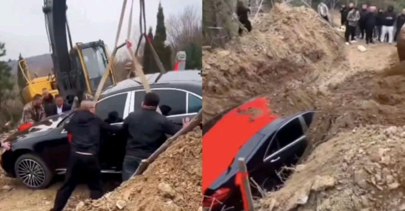 E pazakontë: Kinezi varroset bashkë me Mercedesin e tij me vlerë 130 mijë euro